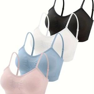 4 Pieces V-Neck Padded Bralette Cami Bra